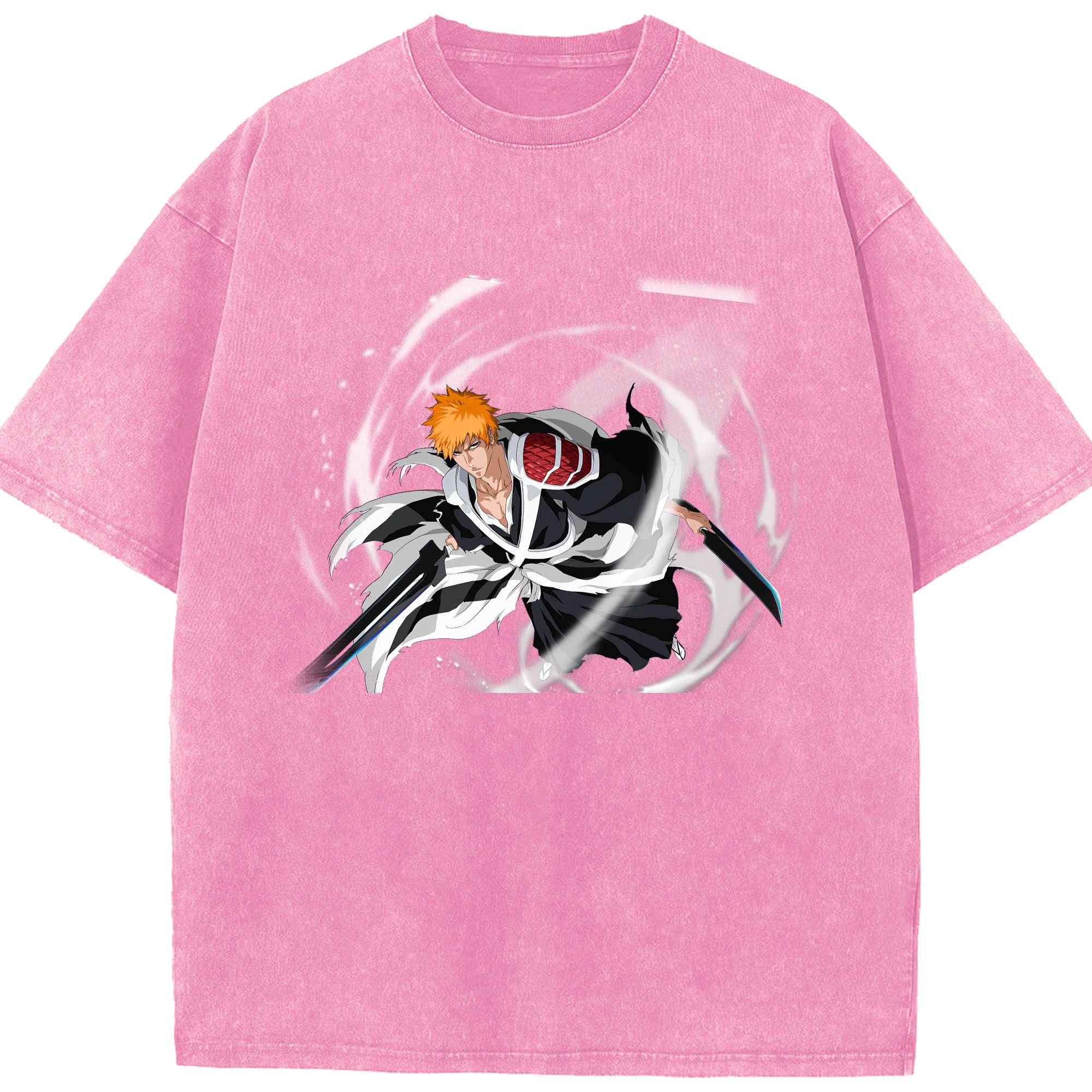（画像用） ブリーチ 黒崎一護（くろさき いちご）BLEACH Kurosaki Ichigo 綿100% ヴィンテージ風 半袖Tシャツ（フロントプリント）
